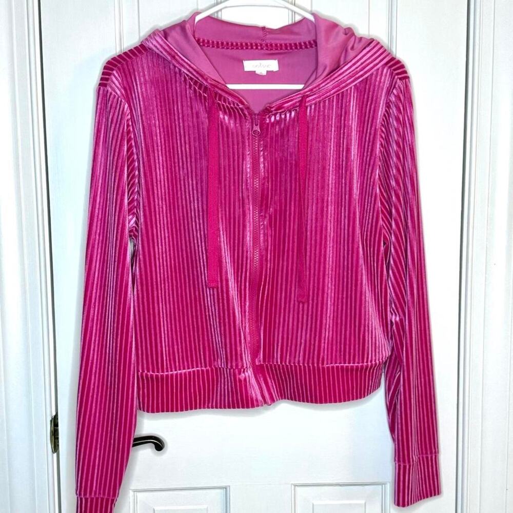 Pink Velvet Juicy Couture-style Cropped Hoodie by Colsie